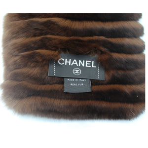 Chanel Brown Orylag Fur Logo Super Soft Warm Winter Scarf/Wrap