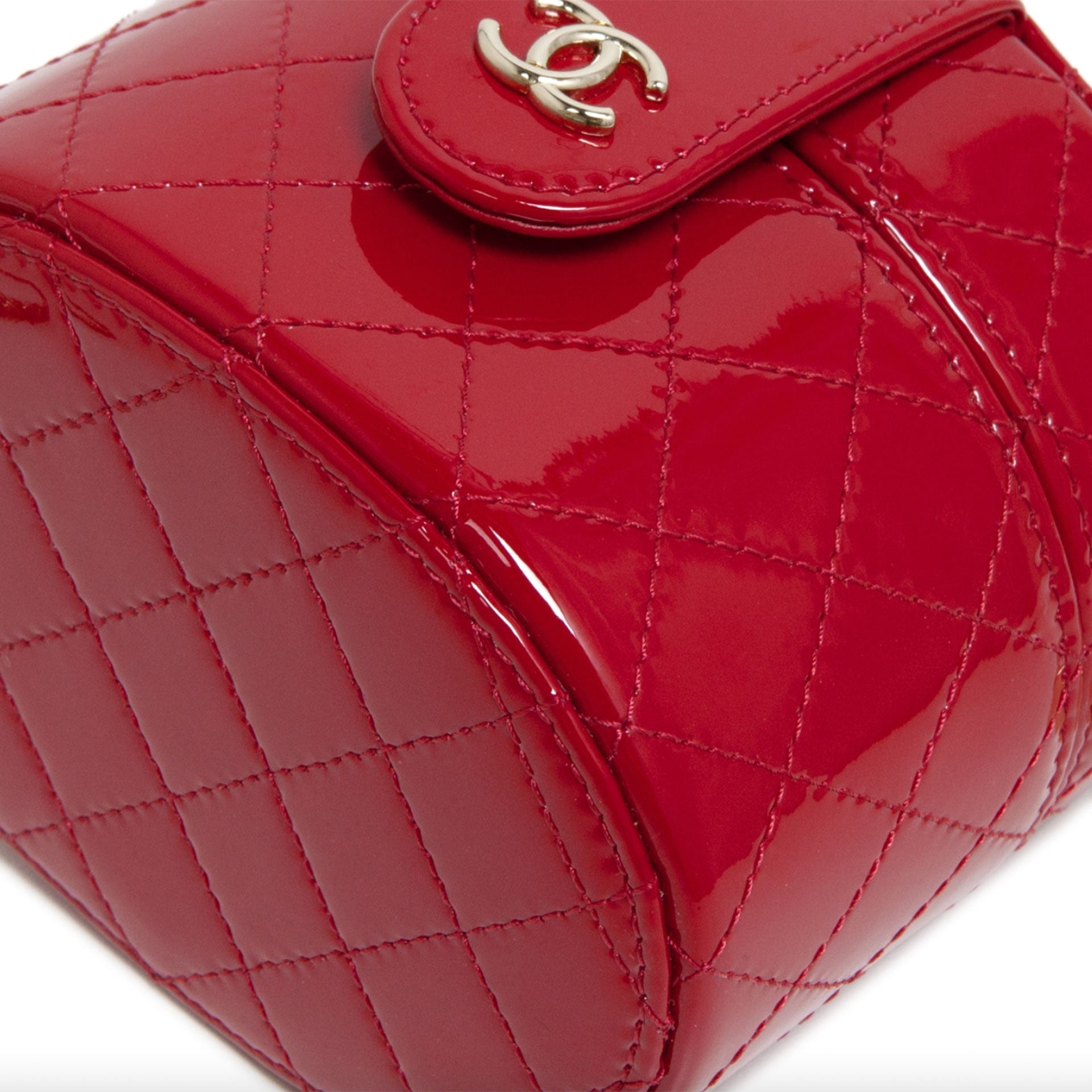 Chanel Micro Mini Red Quilted Patent Leather Jewelry Box Crossbody