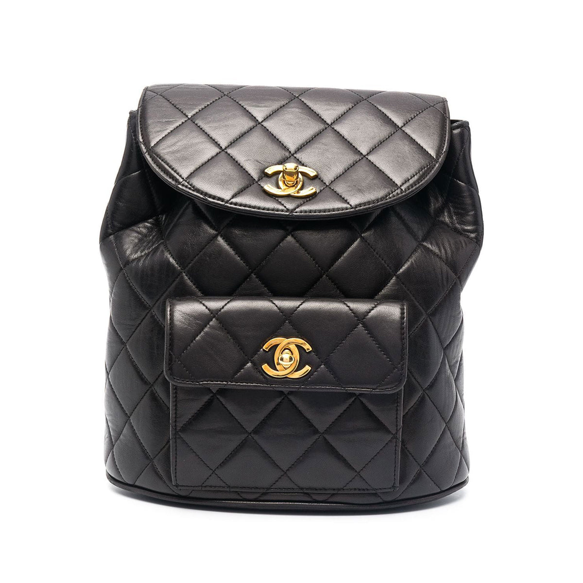 Chanel Quilted Vintage 1994 Micro Mini Rucksack Black Lambskin Leather  Backpack