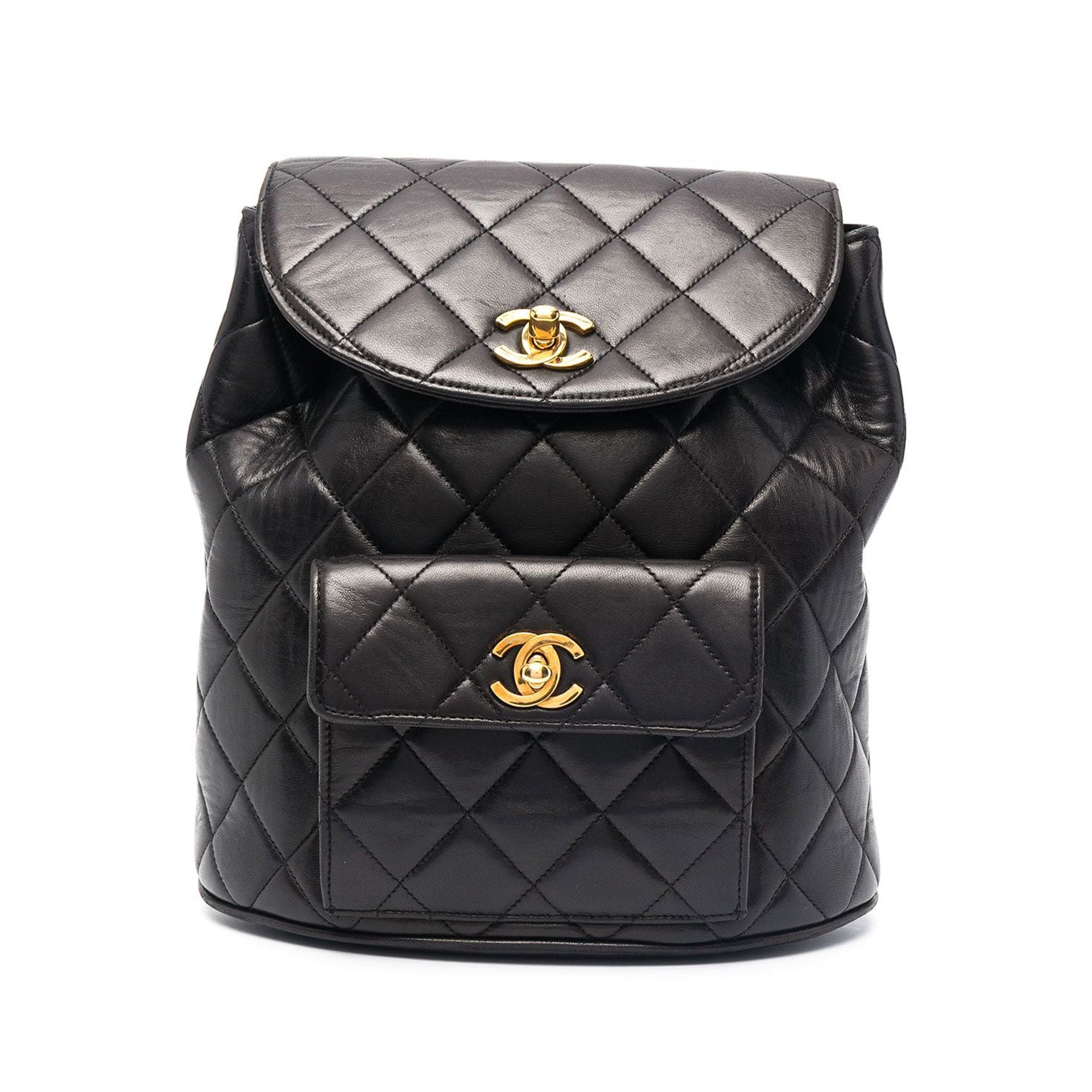 Chanel Drawstring Vintage 90s Cc Rucksack Black Caviar Leather Backpac –  House of Carver