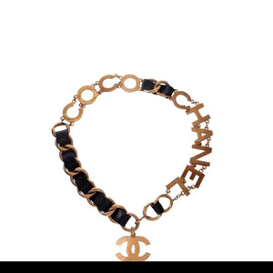 Chanel 1993 Runway Black and Gold Vintage Necklace Belt