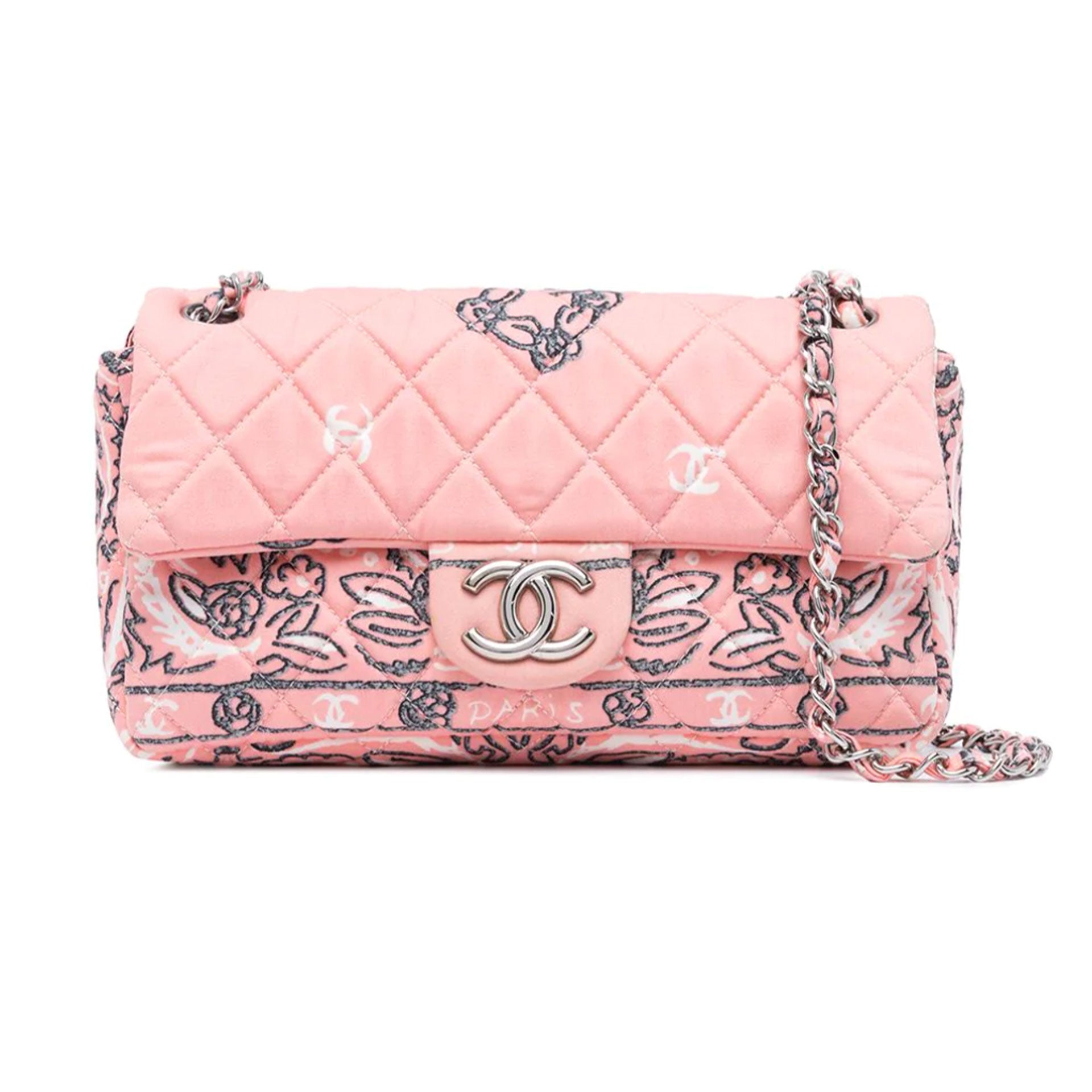 Chanel Vintage Pink Quilted Flower Print Classic Flap Shoulder Bag – House  of Carver