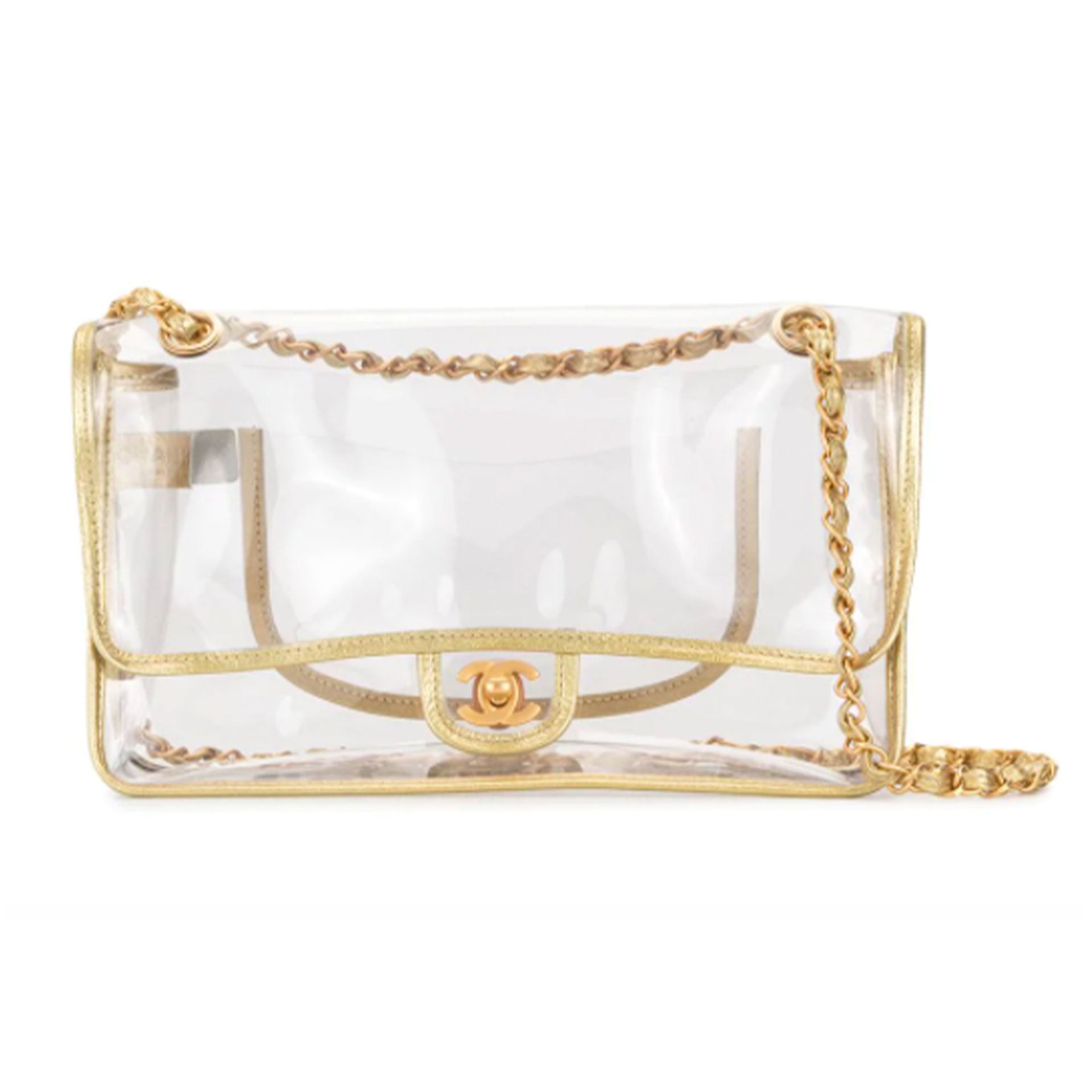 Chanel Transparent Naked Classic Gold Vintage Flap Bag For Sale at