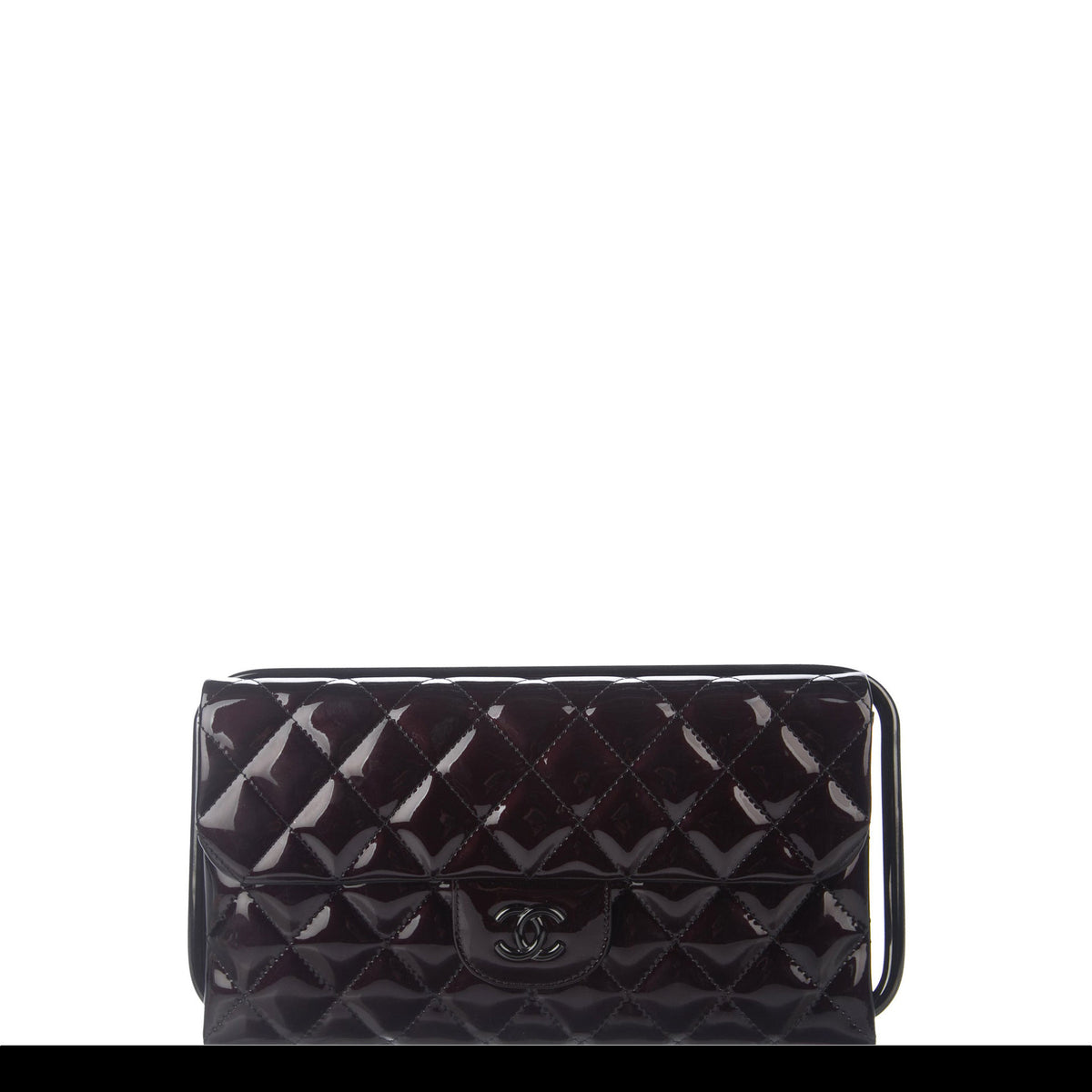 Chanel Black Patent Mademoiselle Lock Convertible Clutch Bag