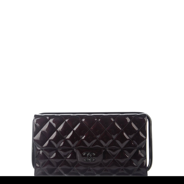 Chanel Classic Flap Patent Black Frame Clutch For Sale at 1stDibs
