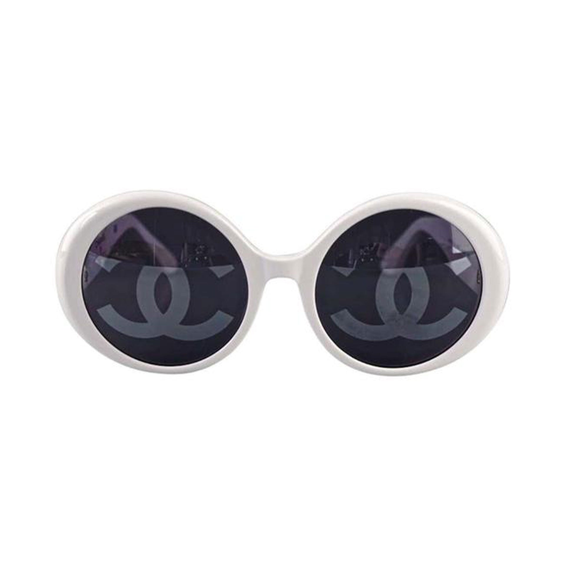 Chanel Round Logo Sunglasses Black  White