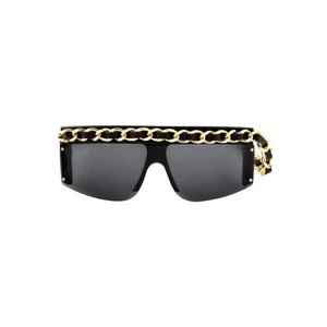 Chanel Rare Black Vintage Runway Chain Sunglasses