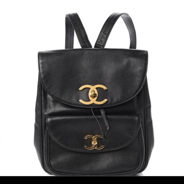 Chanel Vintage 90's Drawstring Caviar Black Leather Backpack – House of Carver