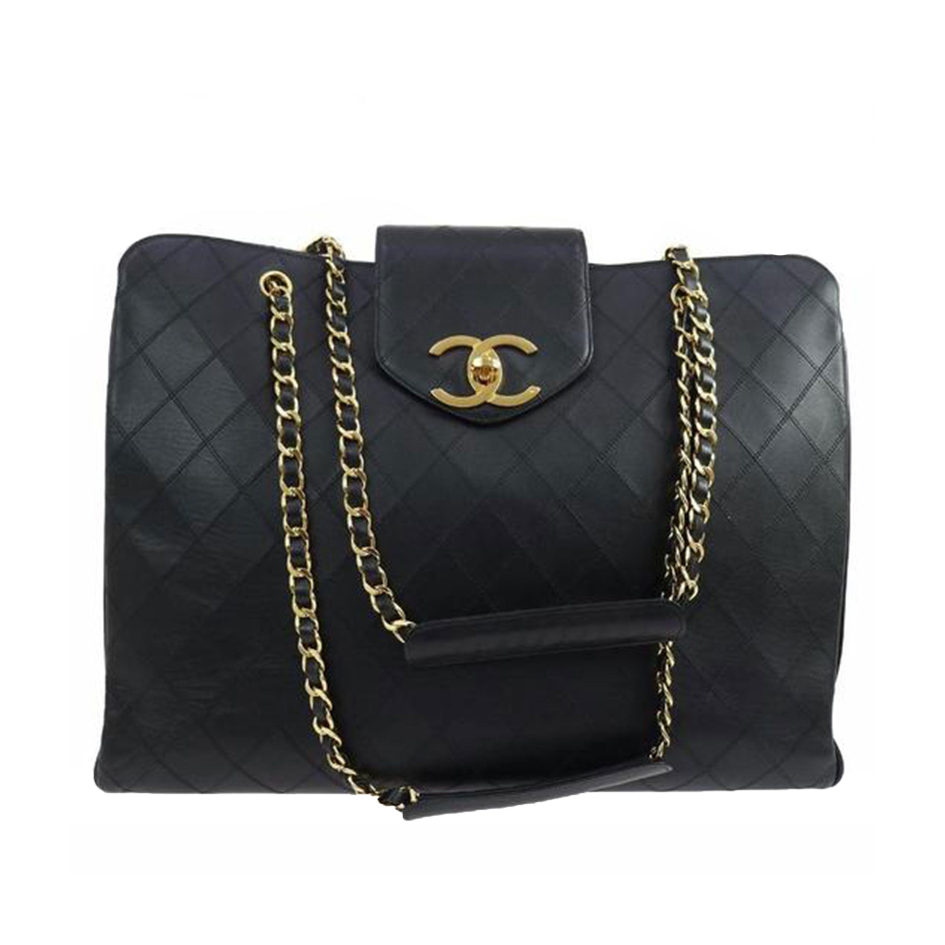 Chanel Vintage Quilted Shopper Lambskin Leather Bag