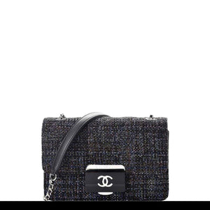 Chanel Rare Tweed Lambskin Quilted Mini Beauty Lock Multicolor Black Classic Flap Bag