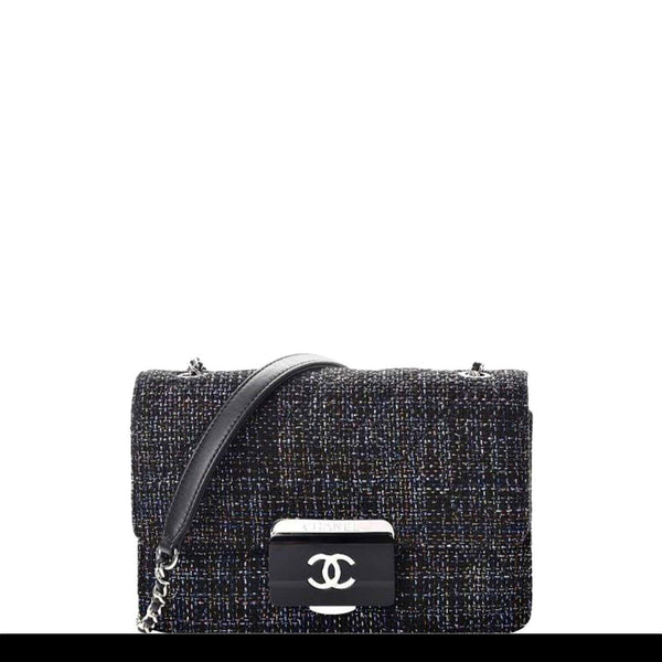 Chanel Rare Tweed Lambskin Quilted Mini Beauty Lock Multicolor Black C –  House of Carver