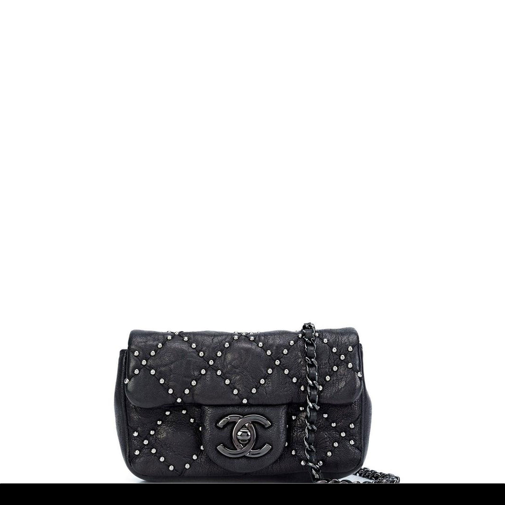 Chanel Handbag Classic Flap Boy Brick Mini Studded Classic Logo CC Navy  Blue Bag