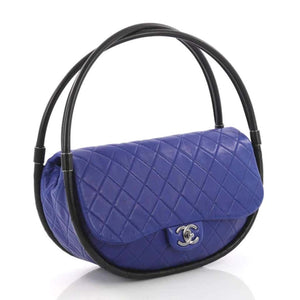 Chanel Rare Blue Medium Hula Hoop Quilted Lambskin Bag