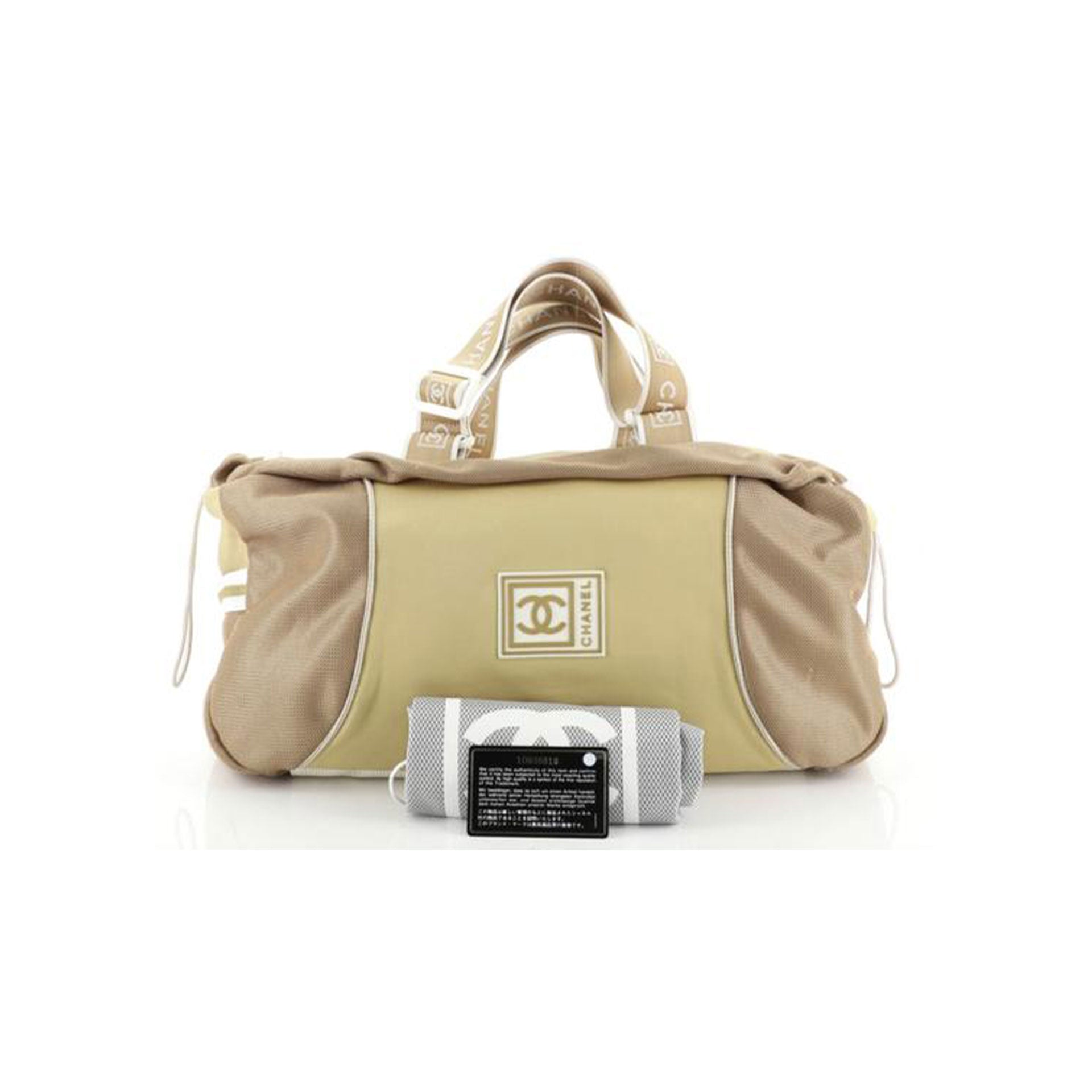 Chanel XL Beige CC Logo Sports Duffle Bag Travel ref.297833 - Joli