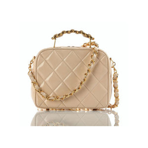 CHANEL Calfskin Quilted Mini Nailed CC Flap Bag Beige 1300784