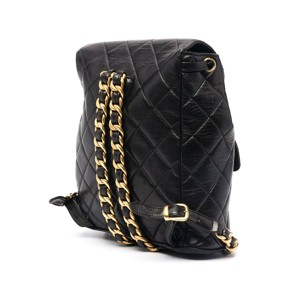 Chanel Black Lambskin Quilted 90's Vintage Backpack