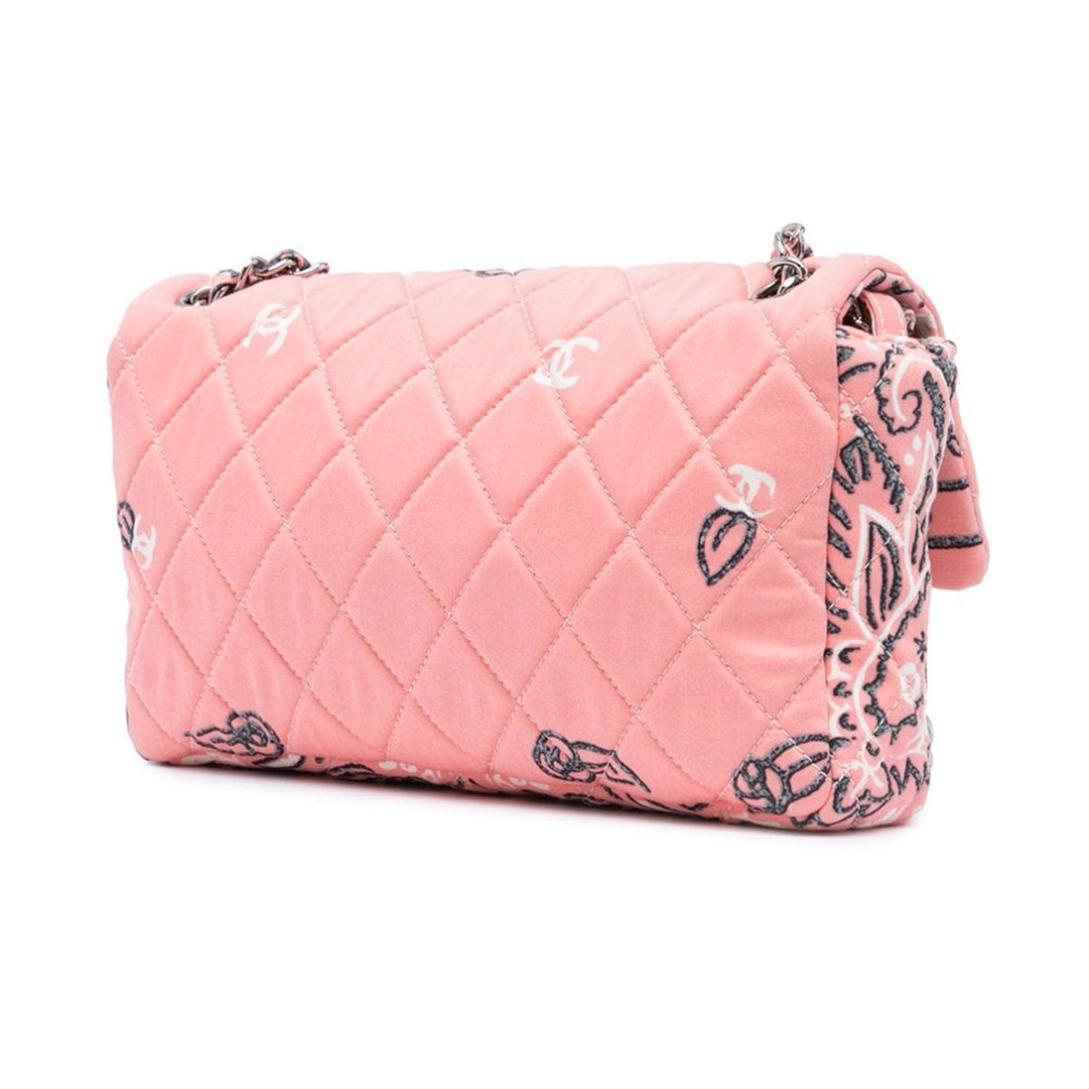 Chanel NEW Pink Canvas Patchwork Embroidery Medium Evening Shoulder Flap Bag  For Sale at 1stDibs