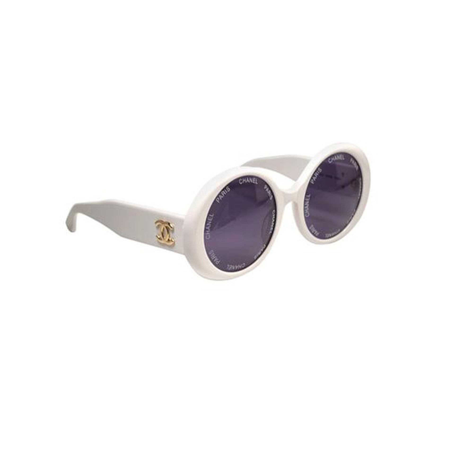 chanel round logo sunglasses