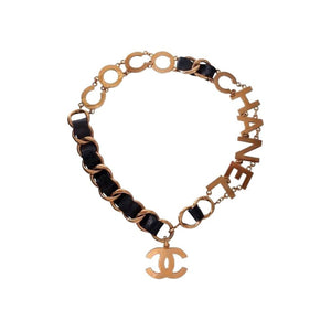 Chanel 1993 Runway Black and Gold Vintage Necklace Belt