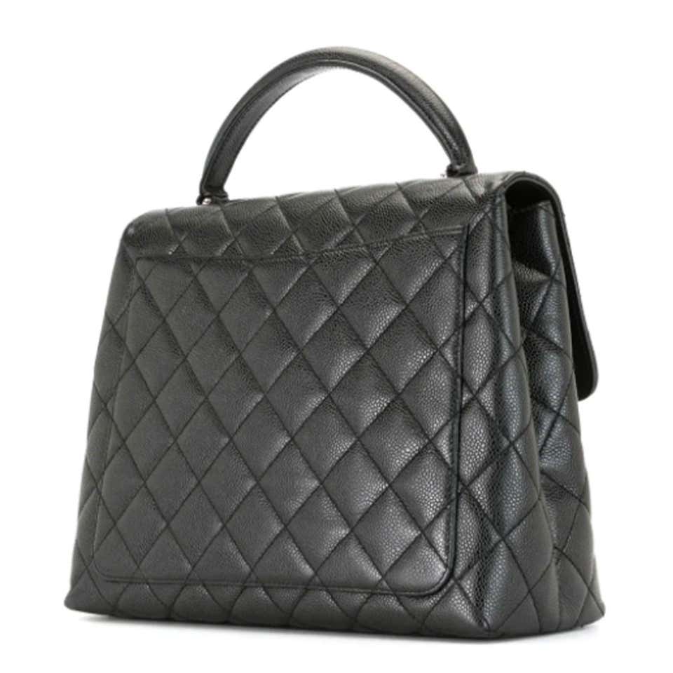 Chanel Vintage Top Handle Diamond Quilted Tote Bag