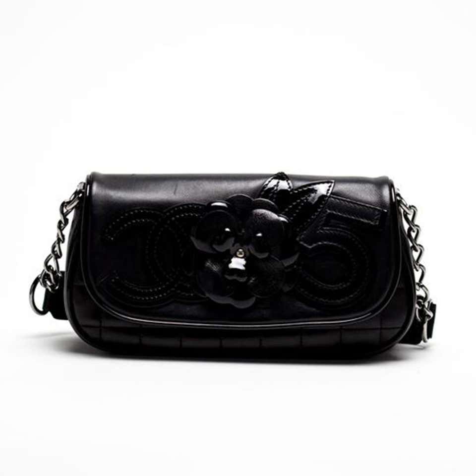 Chanel Cambon Quilted Lambskin Camellia No. 5 Flap Black Patent Leathe –  House of Carver
