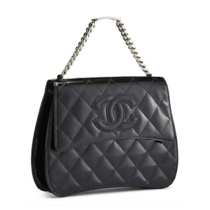 Chanel Chain Handle CC Flap Bag Quilted Caviar with Studded Detail Small