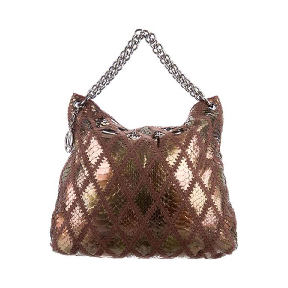 Chanel Handbag Clutch Rare Exotic Large 2 In 1 Tote & Metallic Bronze Hobo Bag