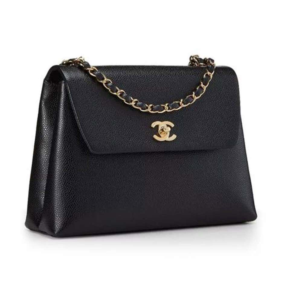 black on black chanel purse box