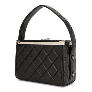 Chanel Minaudière Tote Bag Clutch Mini Vanity Black Calfskin Leather Satchel