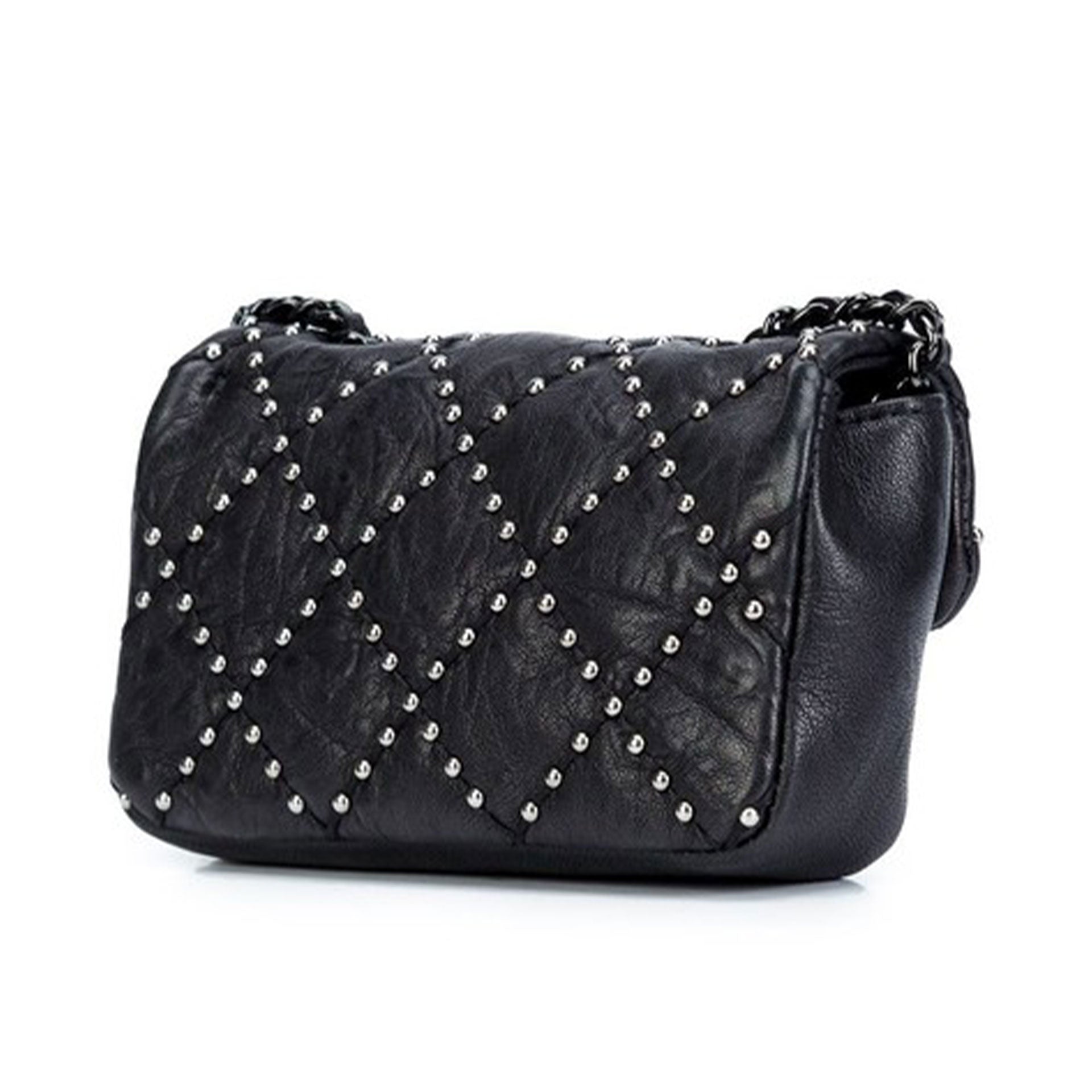 Chanel Classic Flap So Studded Mini Dallas Black Leather Cross Body Ba –  House Of Carver