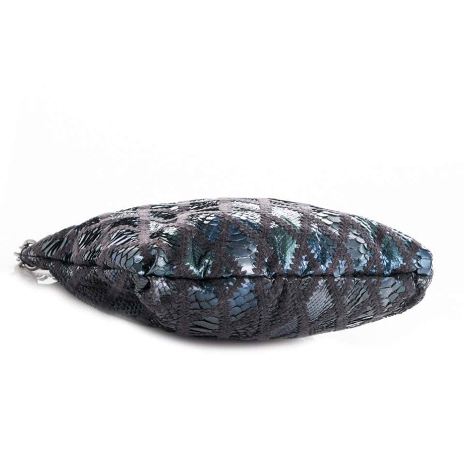 CHANEL Exotic Python Snake Skin Black Leather Large Hobo Bag