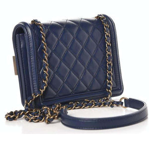 Chanel Navy Diagonal Quilt Camera Bag