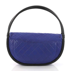 Chanel Rare Blue Medium Hula Hoop Quilted Lambskin Bag
