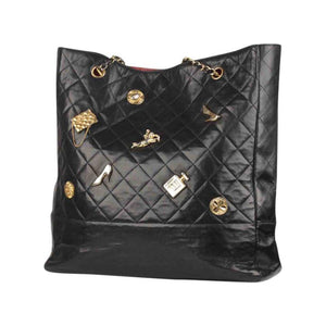 Chanel Timeless Bag Rare Vintage 90's Limited Edition Lucky Charm Black Tote