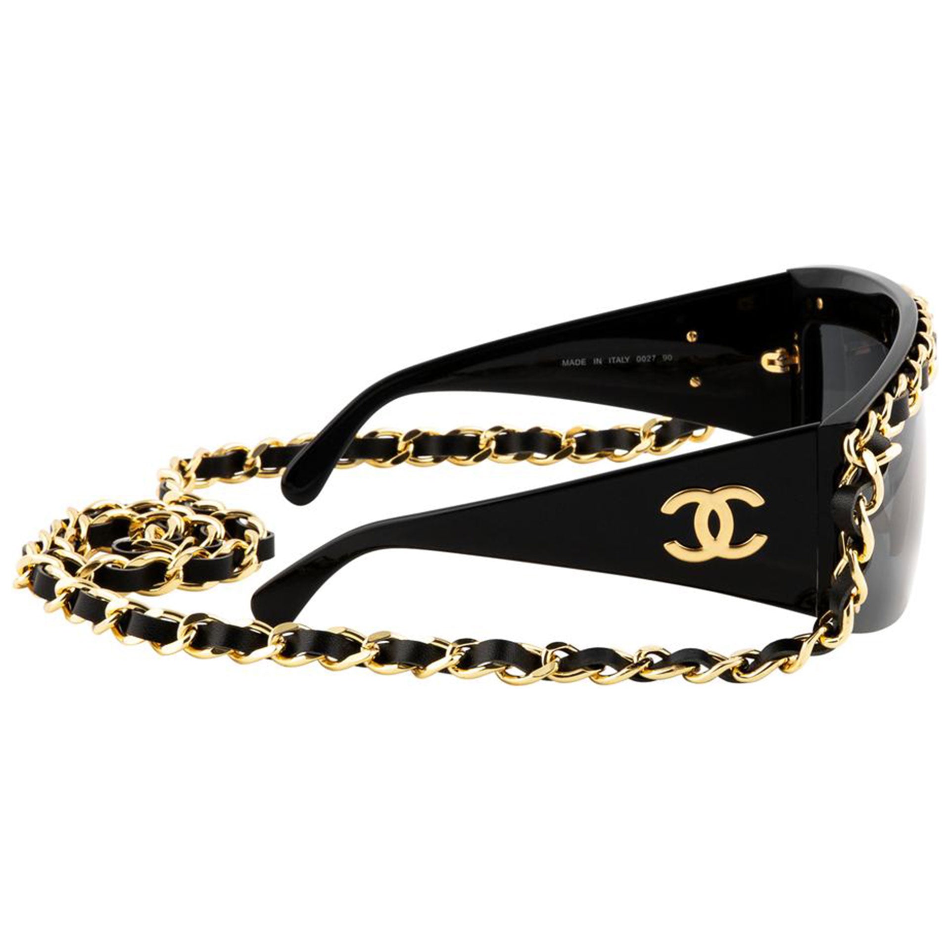 Chanel Rare Black Vintage Runway Chain Sunglasses