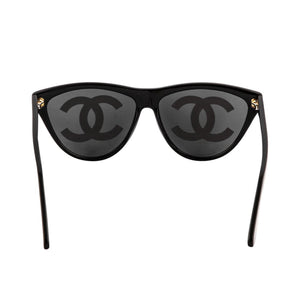 CHANEL S/S 1993 Black Round Logo Sunglasses — Garment