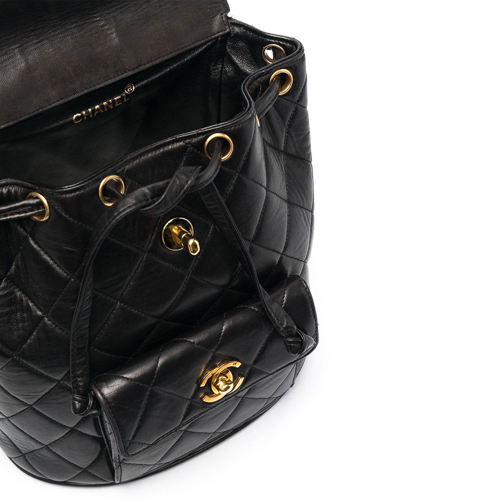Chanel Black Lambskin Quilted 90's Vintage Backpack – House of Carver