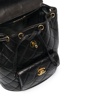 Chanel Black Glazed Leather Mini Duma Backpack GHW