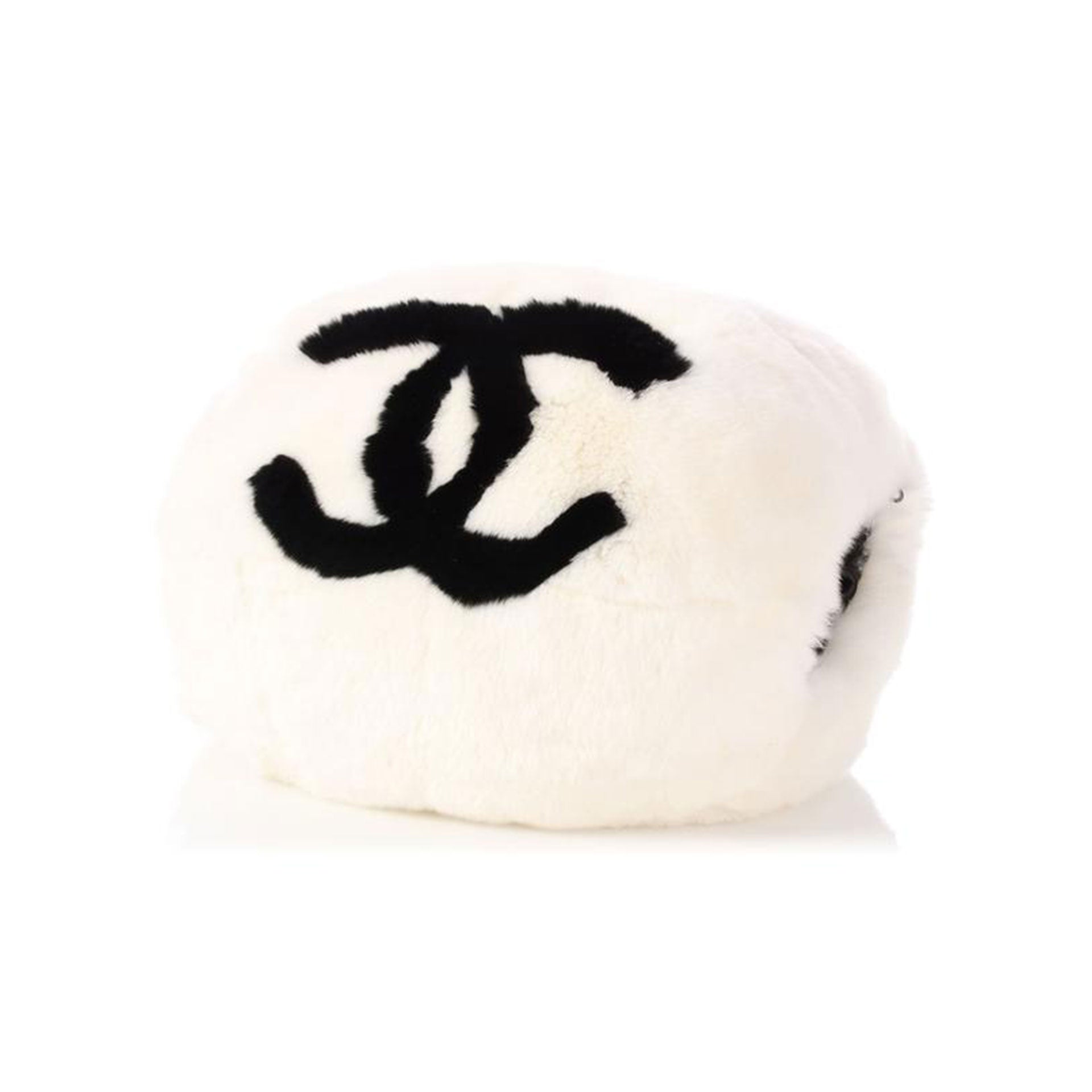 Chanel Cc Logo Muff Vintage Rare Limited Edition White Fur Satchel