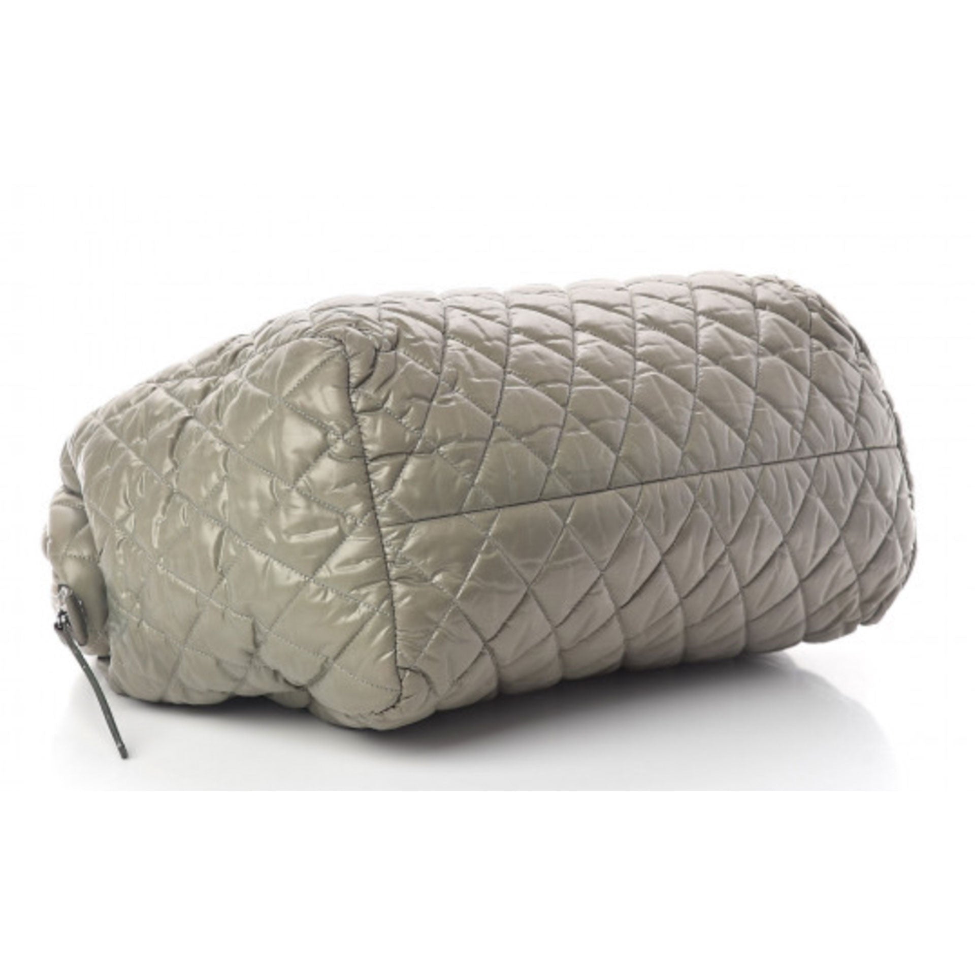 Chanel Vintage Green Nylon Quilted Coco Cocoon Bowler Tote