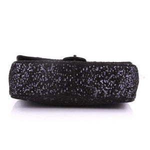 Chanel Classic Flap So Classic Jumbo Maxi Black Sequins Shoulder Bag