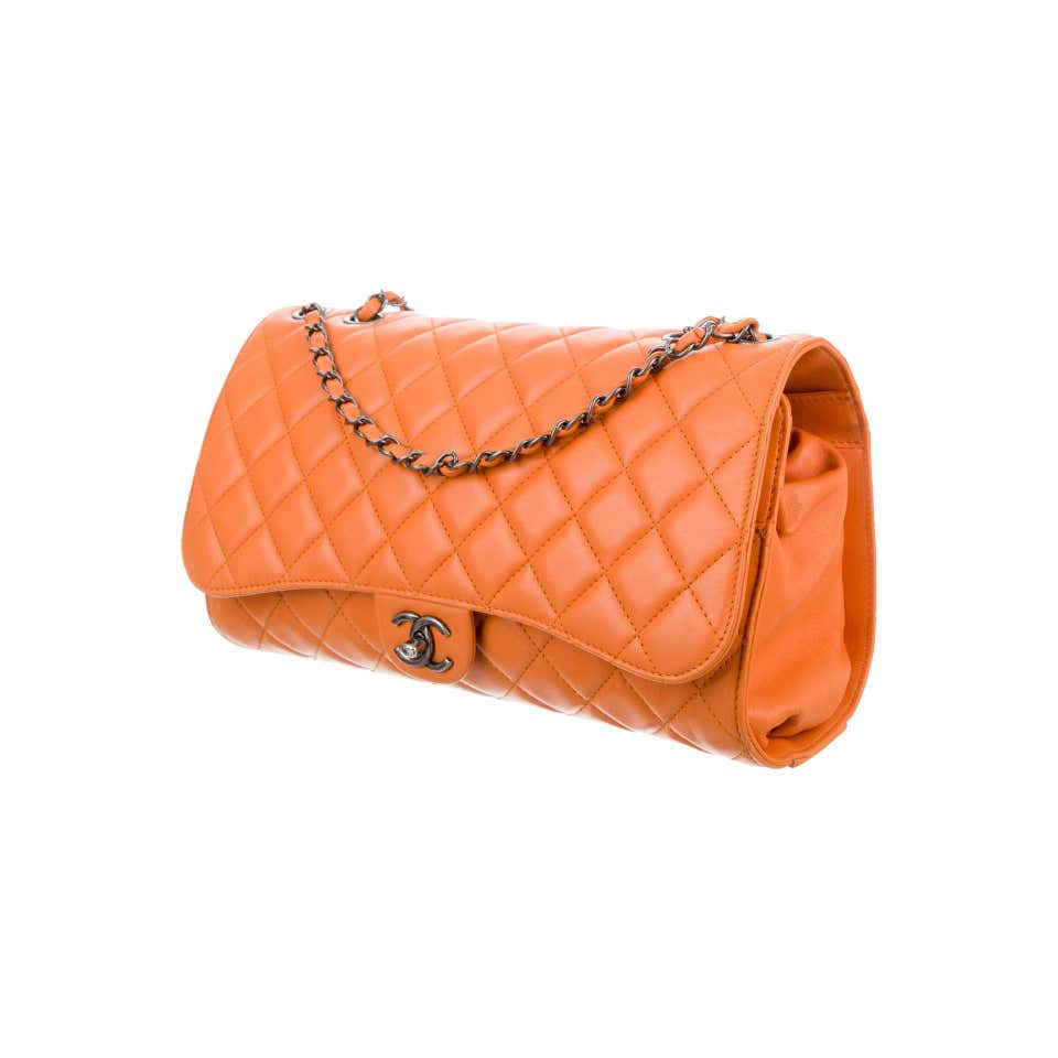 Chanel 2010s Clear Orange Vinyl Flap Bag · INTO