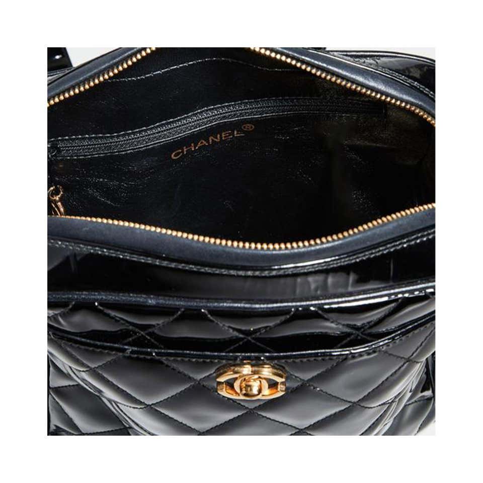 Chanel Box Cc Vintage 90's Black Patent Leather Backpack – House of Carver