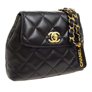 Chanel Bum Rare Vintage Mini 1997 Fanny Pack Waist Belt Pouch Black Lambskin Bag