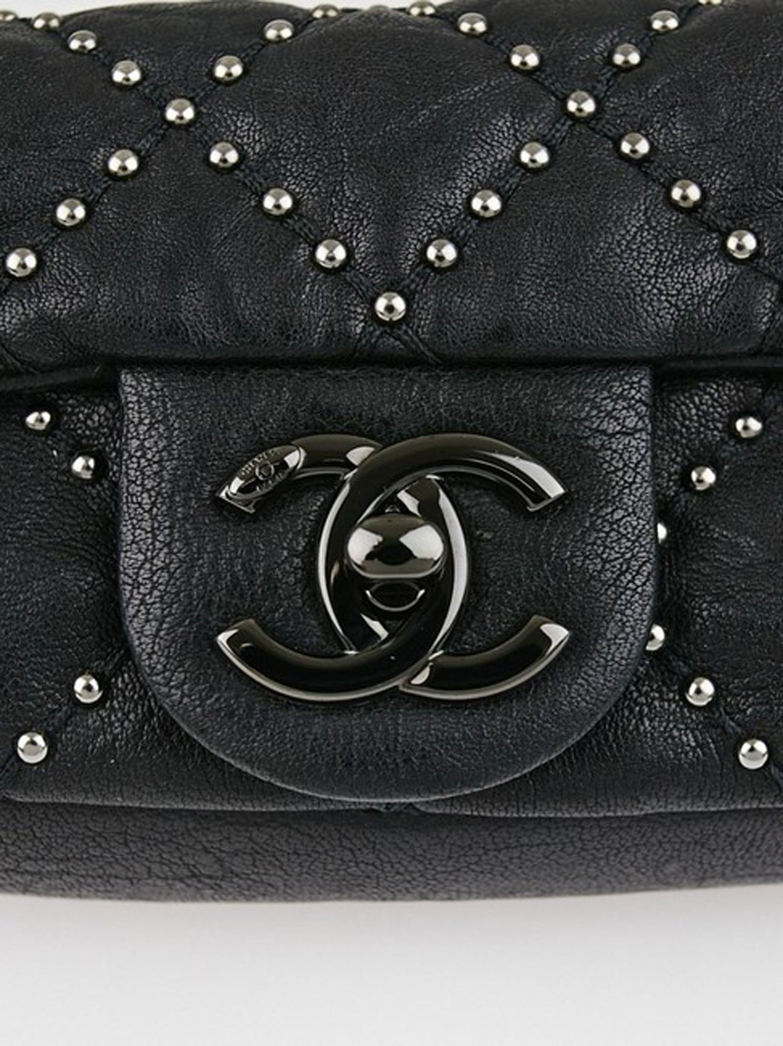 chanel black studded bag