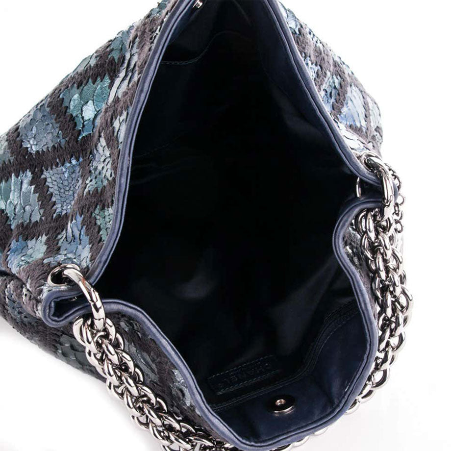 Chanel Blue/Silver Quilted Python Reissue 2.55 Classic 226 Flap Bag