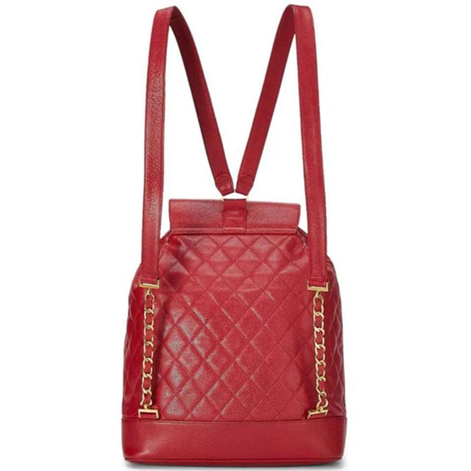 Chanel Rare Maxi Jumbo Quilted Vintage 90s Red Caviar Leather Backpack –  House of Carver