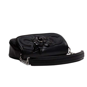 Chanel Cambon Quilted Lambskin Camellia No. 5 Flap Black Patent Leather Shoulder Bag