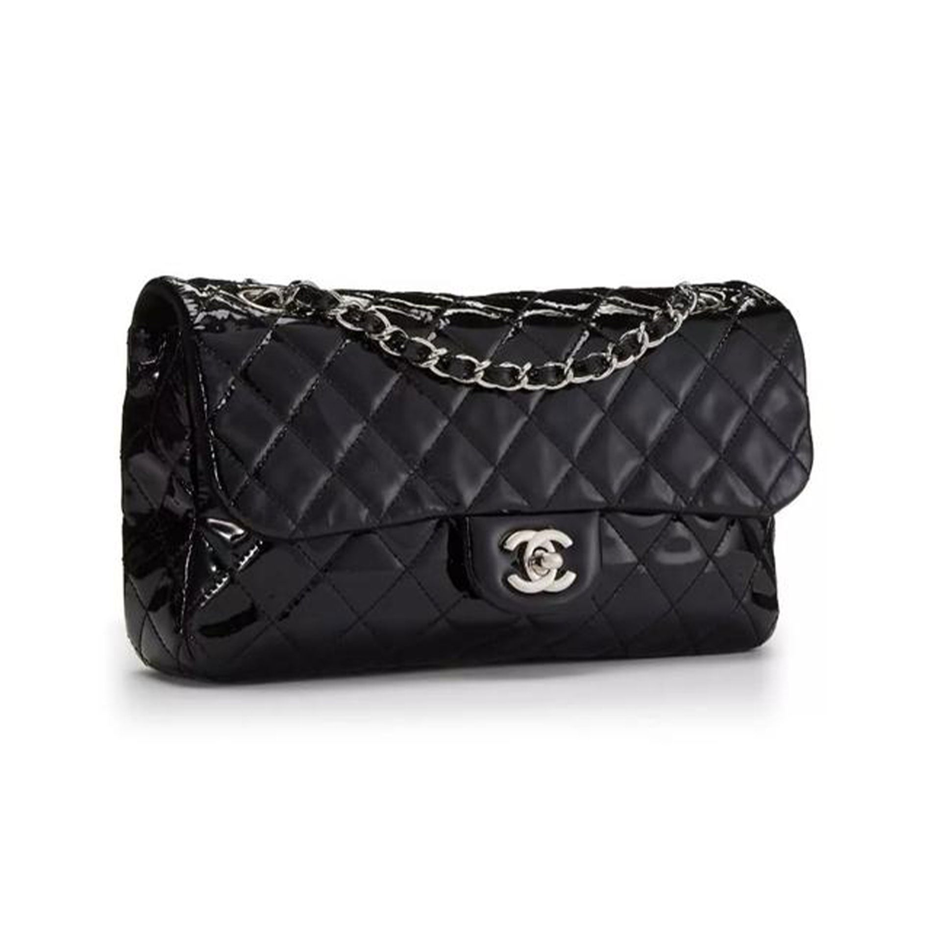 Chanel Shopping Classic Flap Cruise Mesh Woven Crochet 2 In 1 Black Patent Leather and Nylon Tote