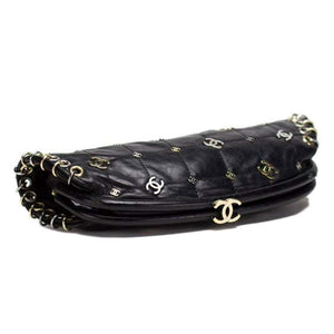 Chanel Spring 2007 Limited Edition CC Logo Rare Black Leather Clutch